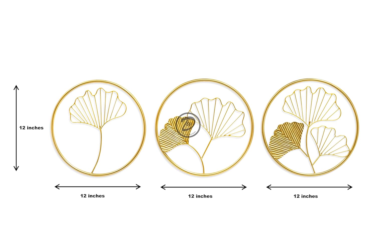 Rustic Gingko Leaves Gold  Wall Frames Set Of 3