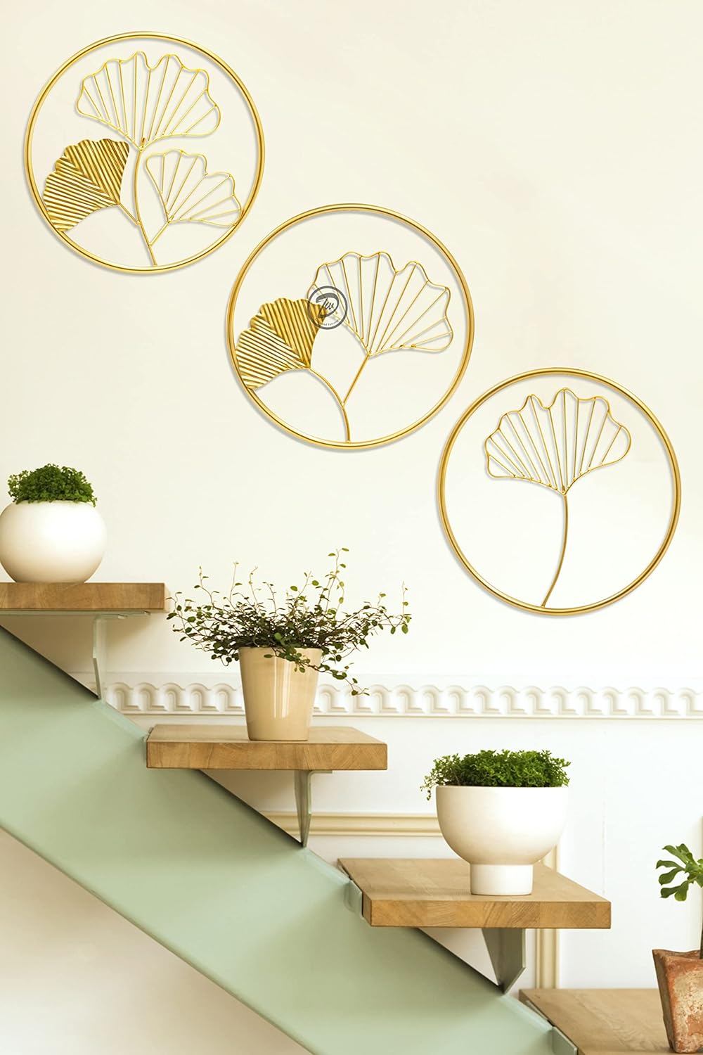 Rustic Gingko Leaves Gold  Wall Frames Set Of 3