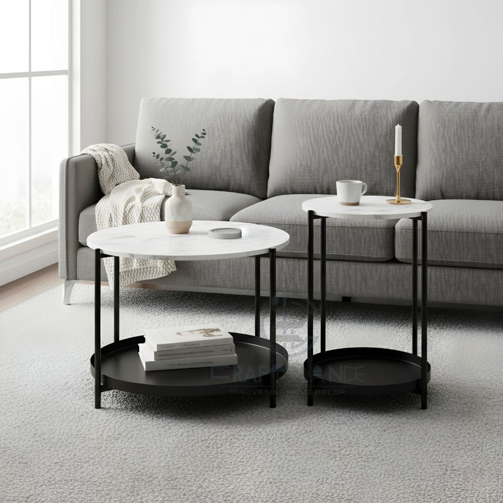 Opulent Metal Nesting Tables Set (Black)