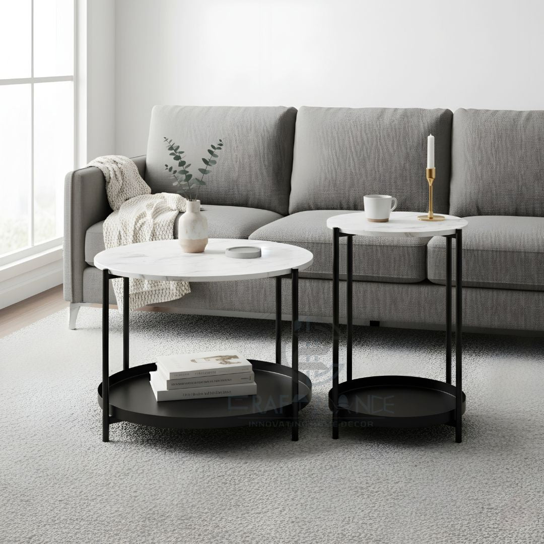 Opulent Metal Nesting Tables Set (Black)