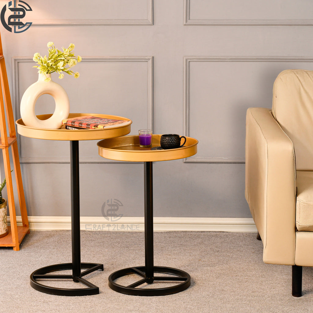 Premium Metal Side Table Set - Gold & Black Sleek Nesting Tables | Craft2lance