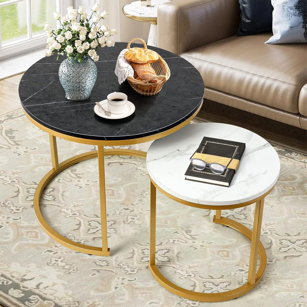 Day & Night Collection - Nesting Tables with Gold C-Frame