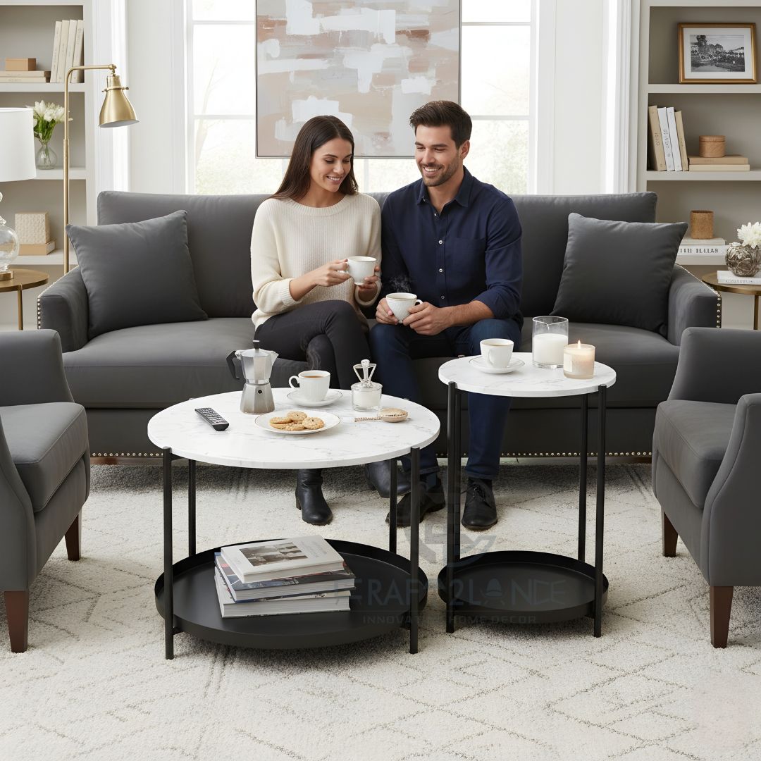 Opulent Metal Nesting Tables Set (Black)