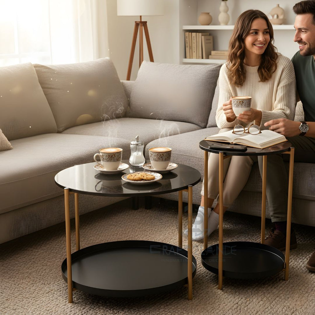 Opulent Metal Nesting Tables Set (Gold)