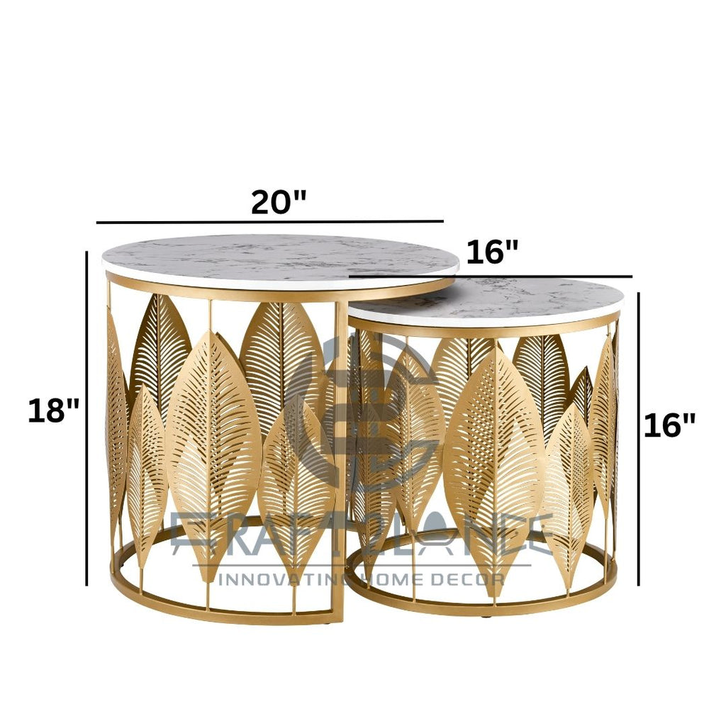 Luxe Botanical Nesting Tables(Gold & White) | Craft2lance