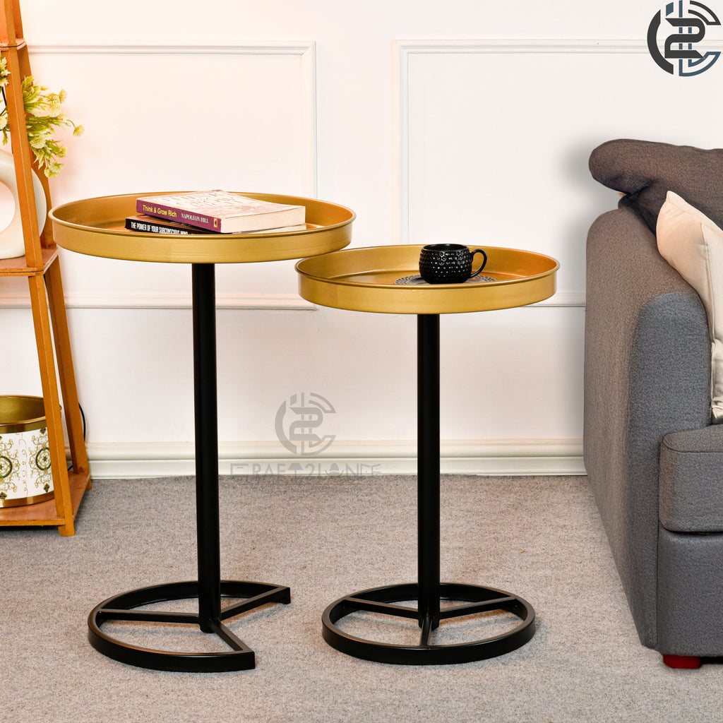 Premium Metal Side Table Set - Gold & Black Sleek Nesting Tables | Craft2lance