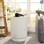 Fluted Metal Side Table White Classic Finish - Round End Table with Storage|Craft2lance
