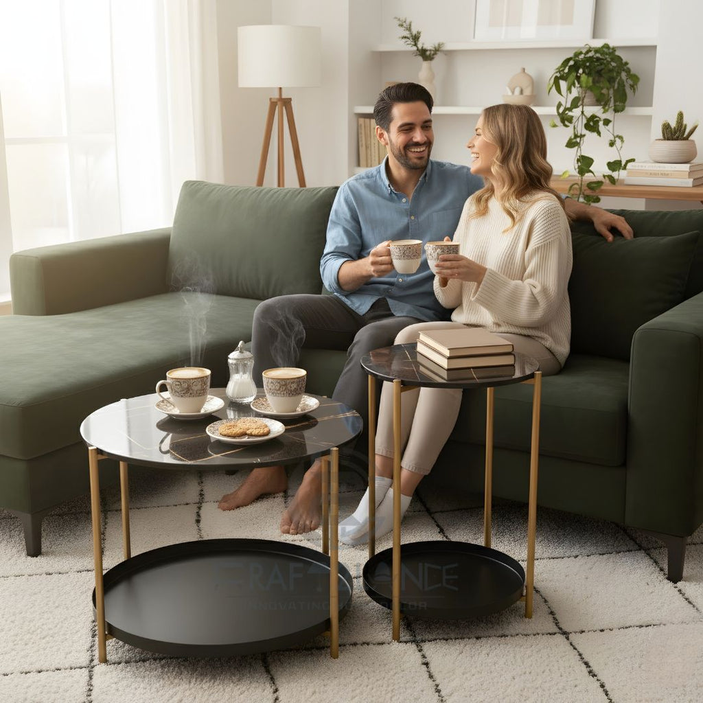 Opulent Metal Nesting Tables Set (Gold)