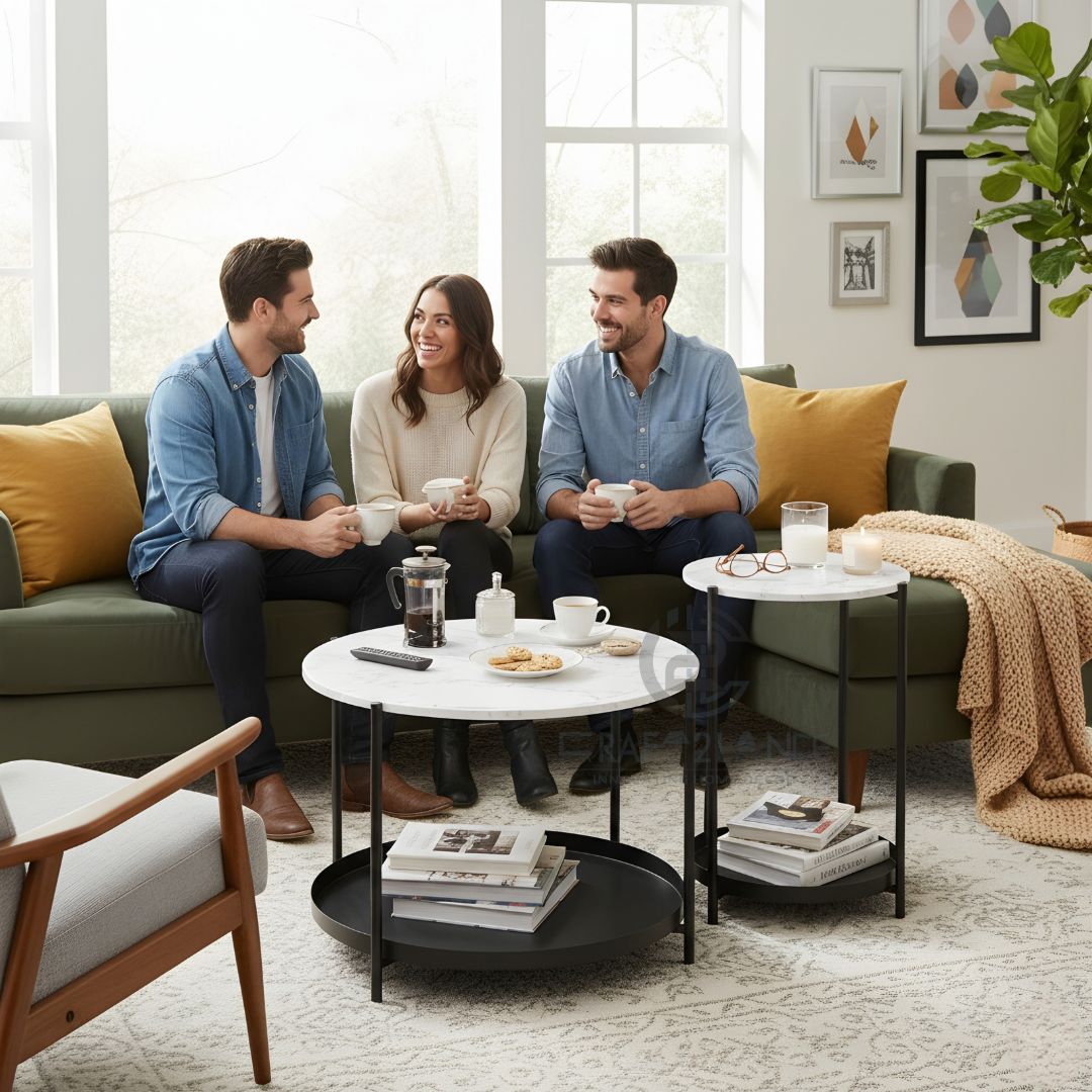 Opulent Metal Nesting Tables Set (Black)