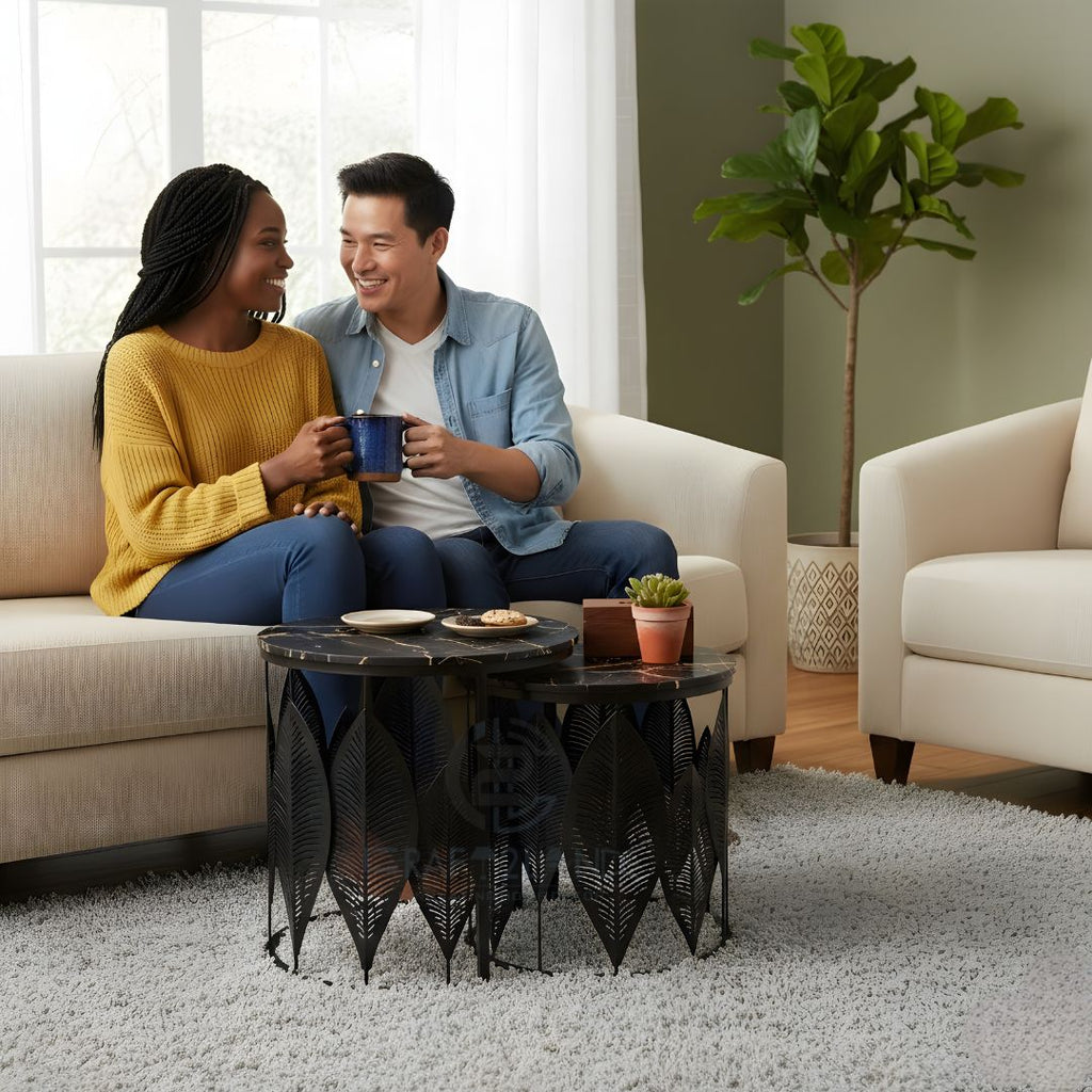 Luxe Botanical Nesting Tables(Black) | Craft2lance