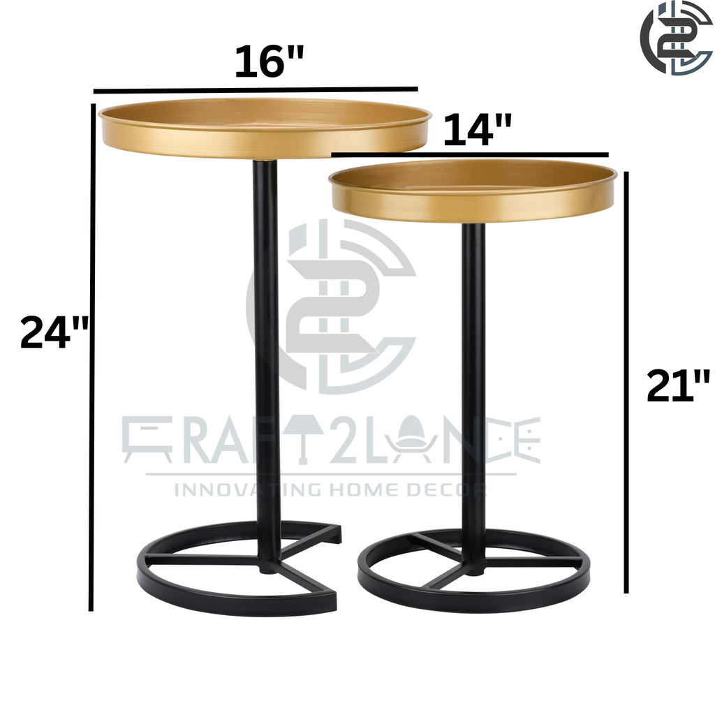 Premium Metal Side Table Set - Gold & Black Sleek Nesting Tables | Craft2lance