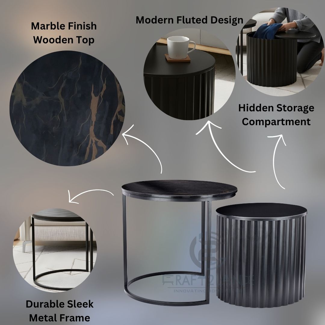 Noir Nesting Table Set (Black)