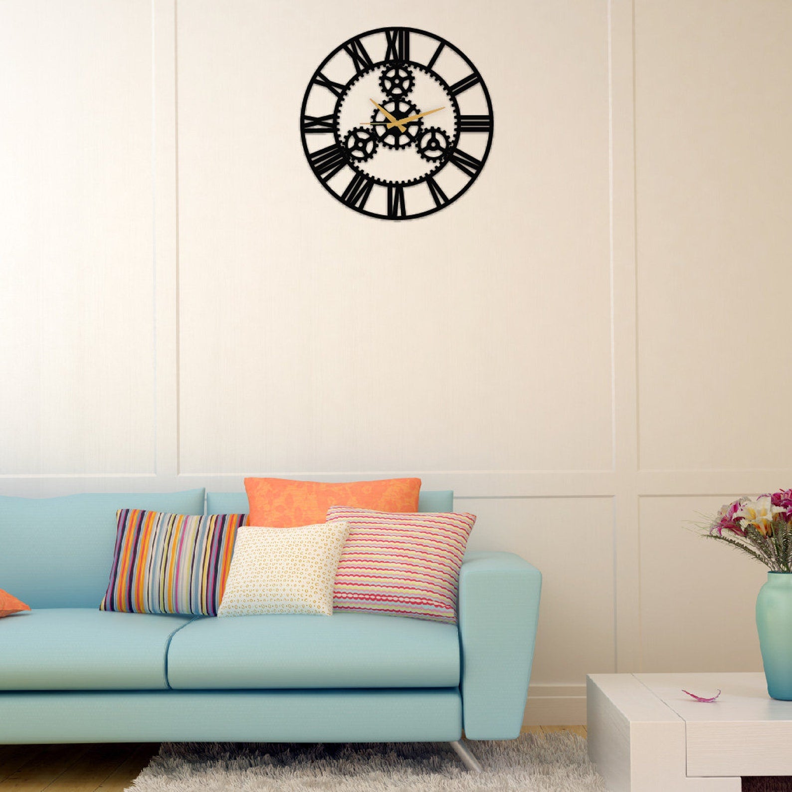 Industrial Gear Roman Wall Clock