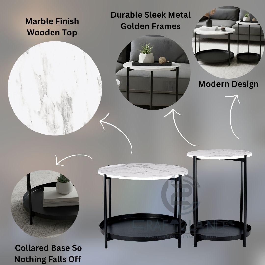 Opulent Metal Nesting Tables Set (Black)