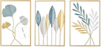 Bamboo Leaves Set Of 3 Framed Metal Wall Art