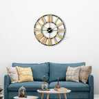 Gold & Black Roman Number Decorative Metal Wall Clock