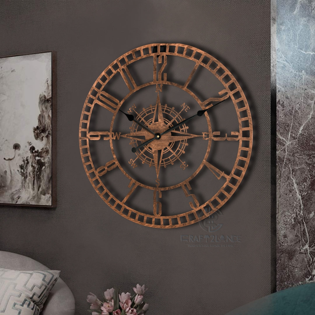 Rustic Compass Wall Clock