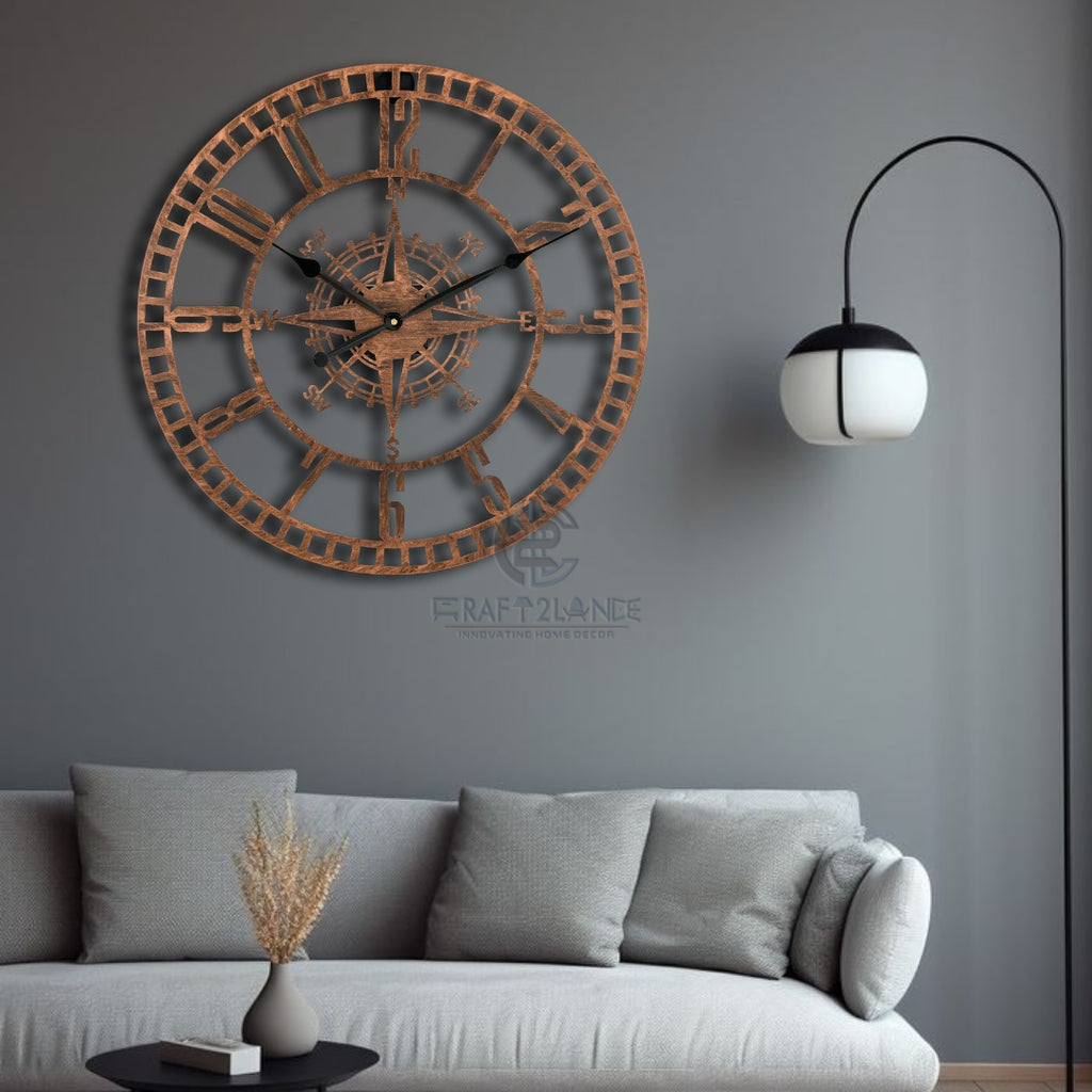 Rustic Compass Wall Clock