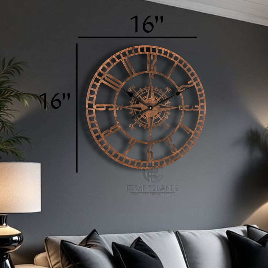Rustic Compass Wall Clock