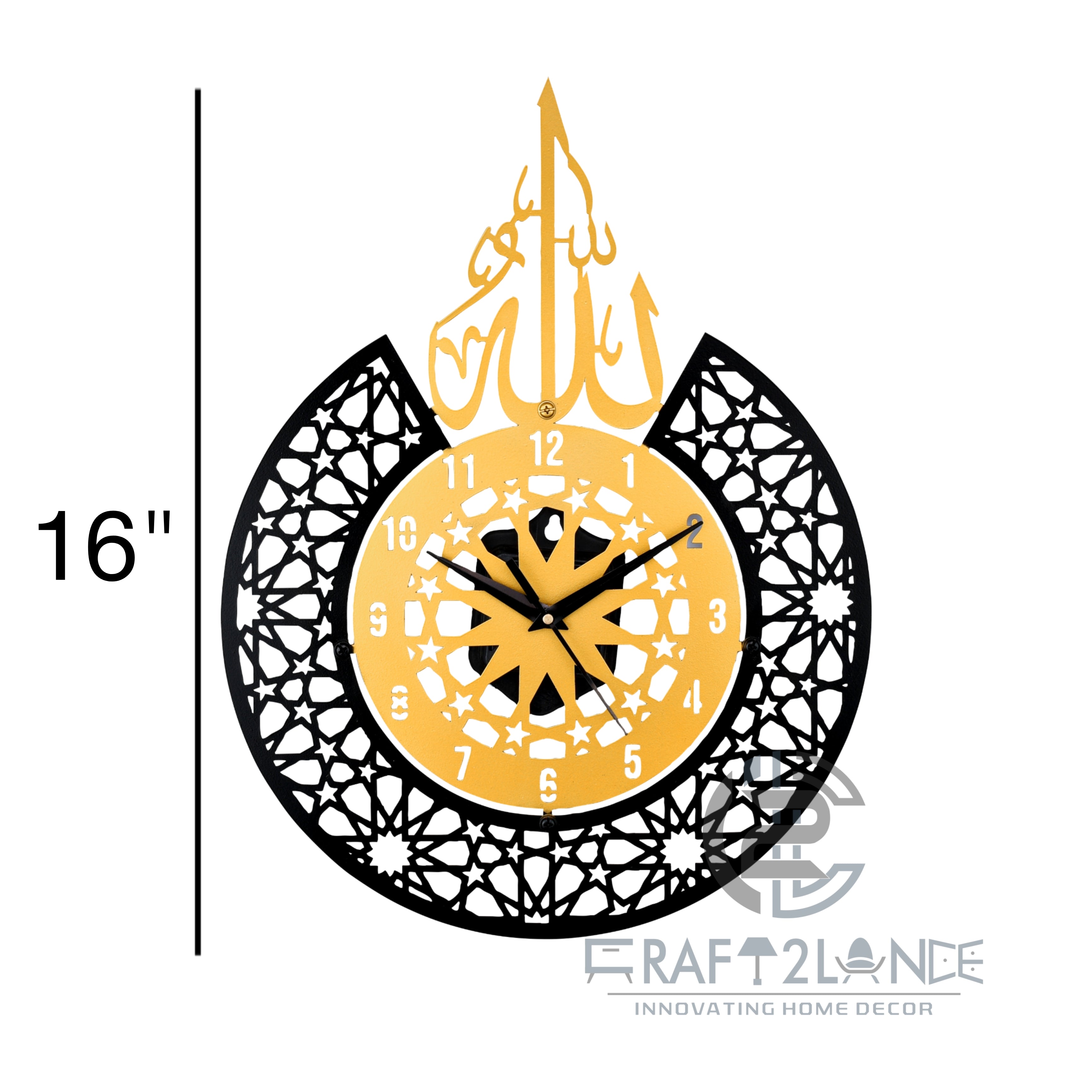 Golden Crescent Islamic Wall Clock