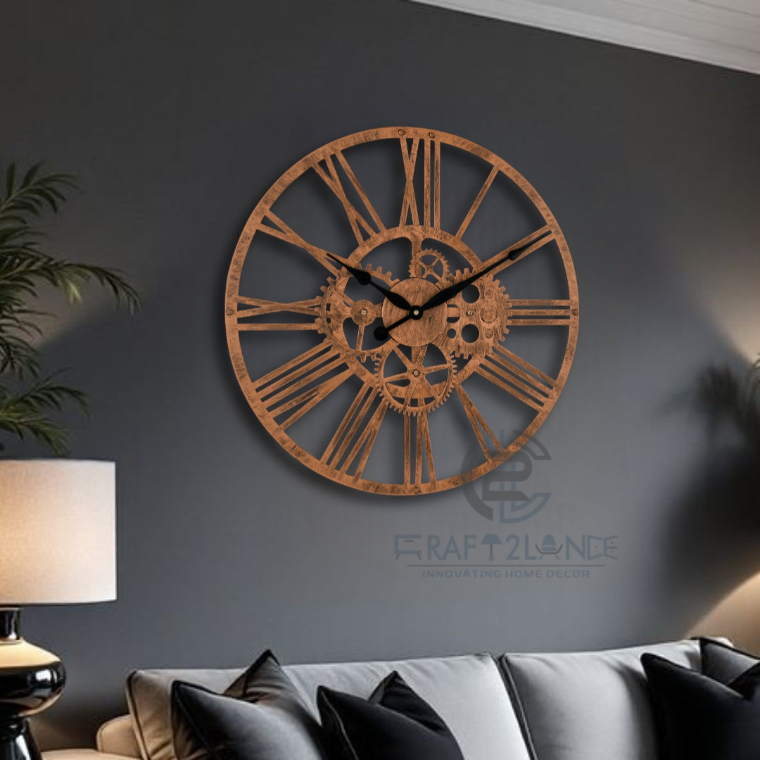 Rustic Charm Meets Modern Mechanics Wall Clock