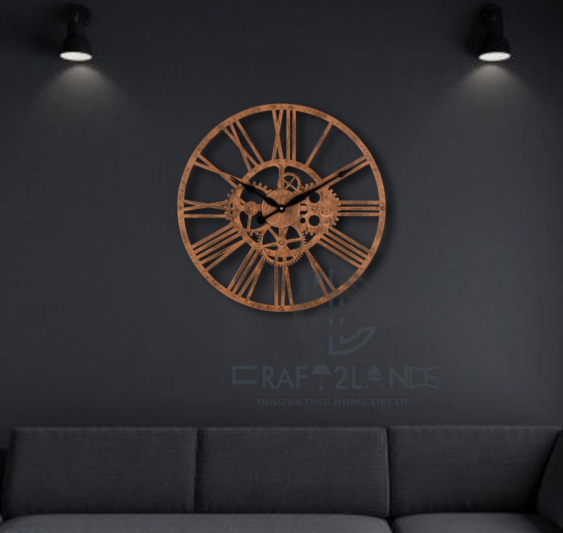 Rustic Charm Meets Modern Mechanics Wall Clock