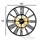 Golden Cogwheel Roman Numeral Clock