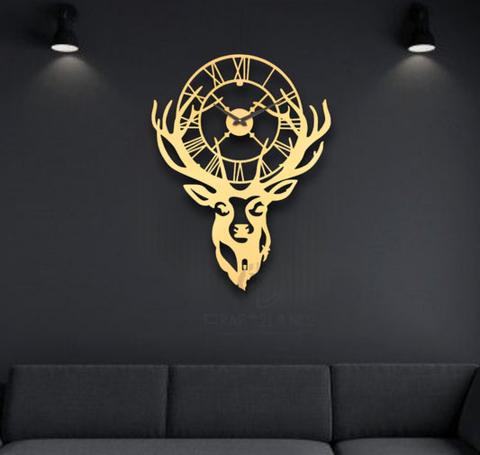 Golden Stag Elegance Wall Clock