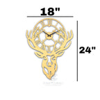 Golden Stag Elegance Wall Clock - Luxury Deer Antler Design