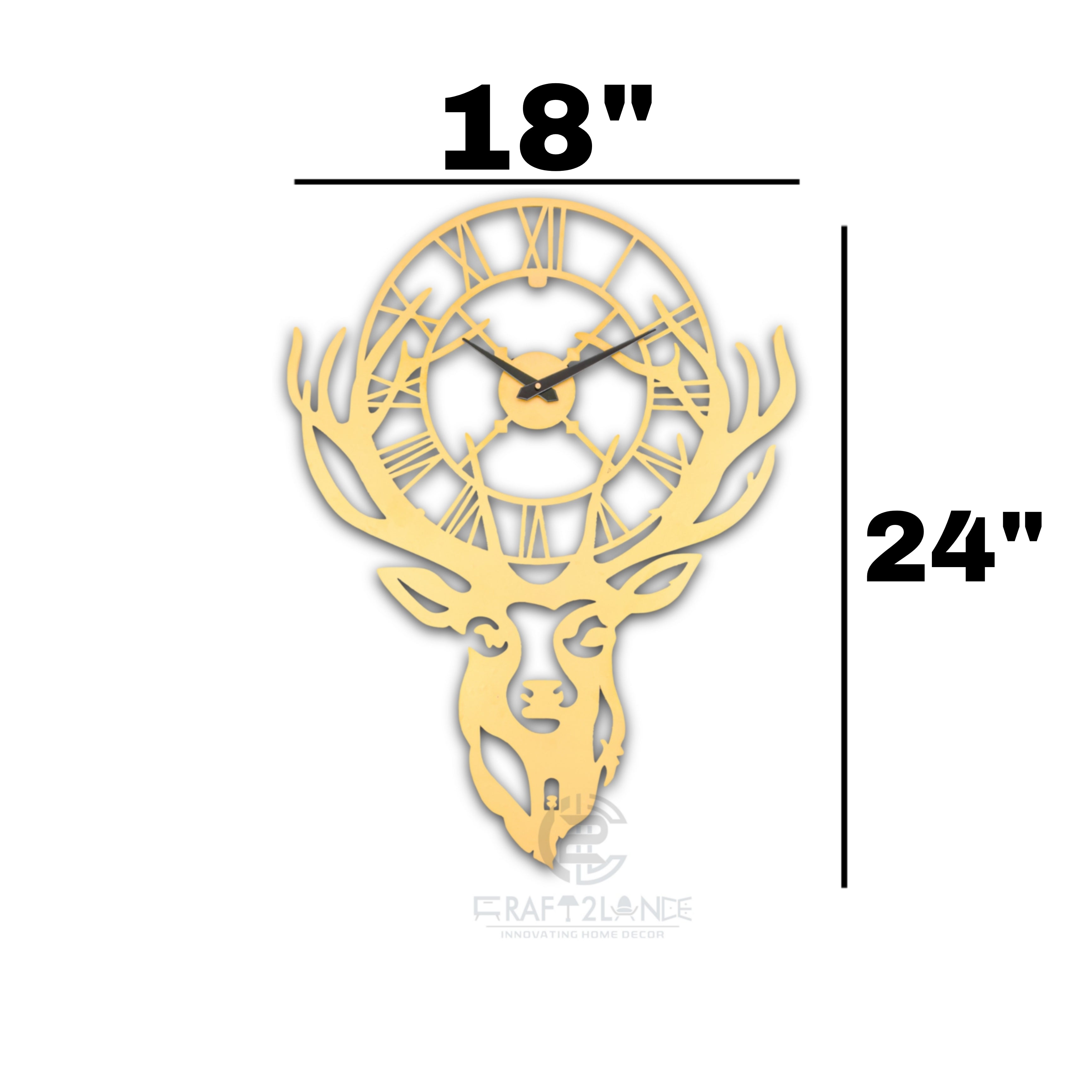 Golden Stag Elegance Wall Clock - Luxury Deer Antler Design