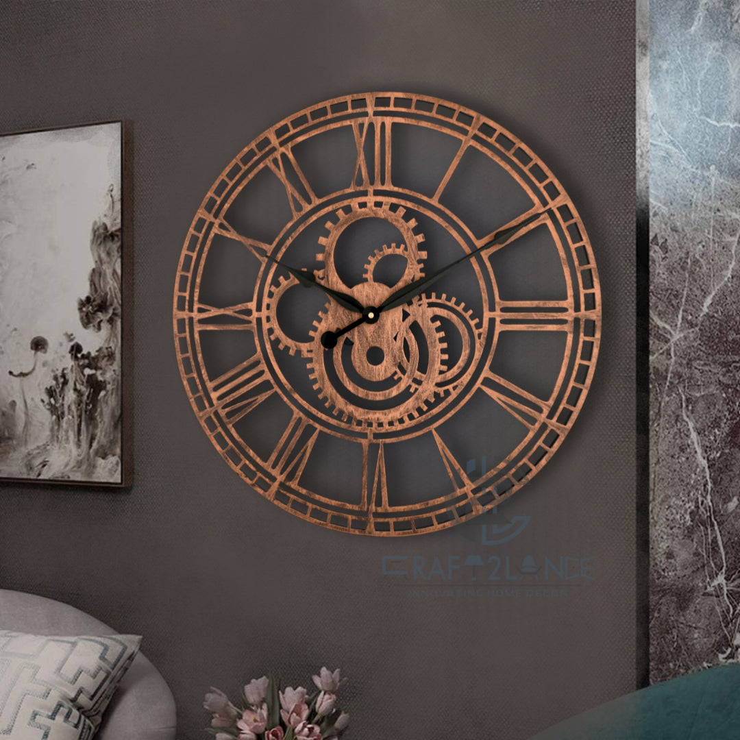 Rustic Gearwork Wall Clock