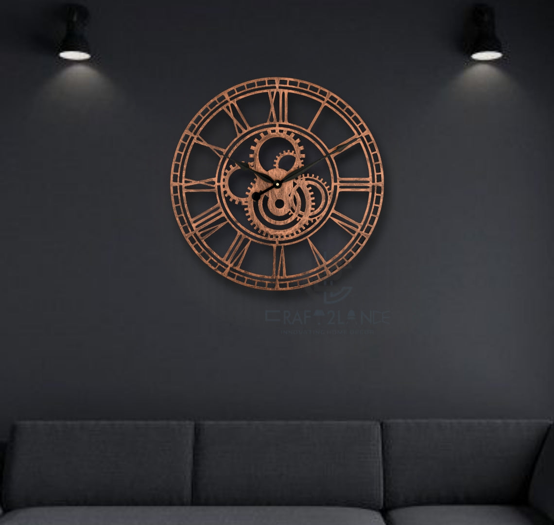 Rustic Gearwork Wall Clock