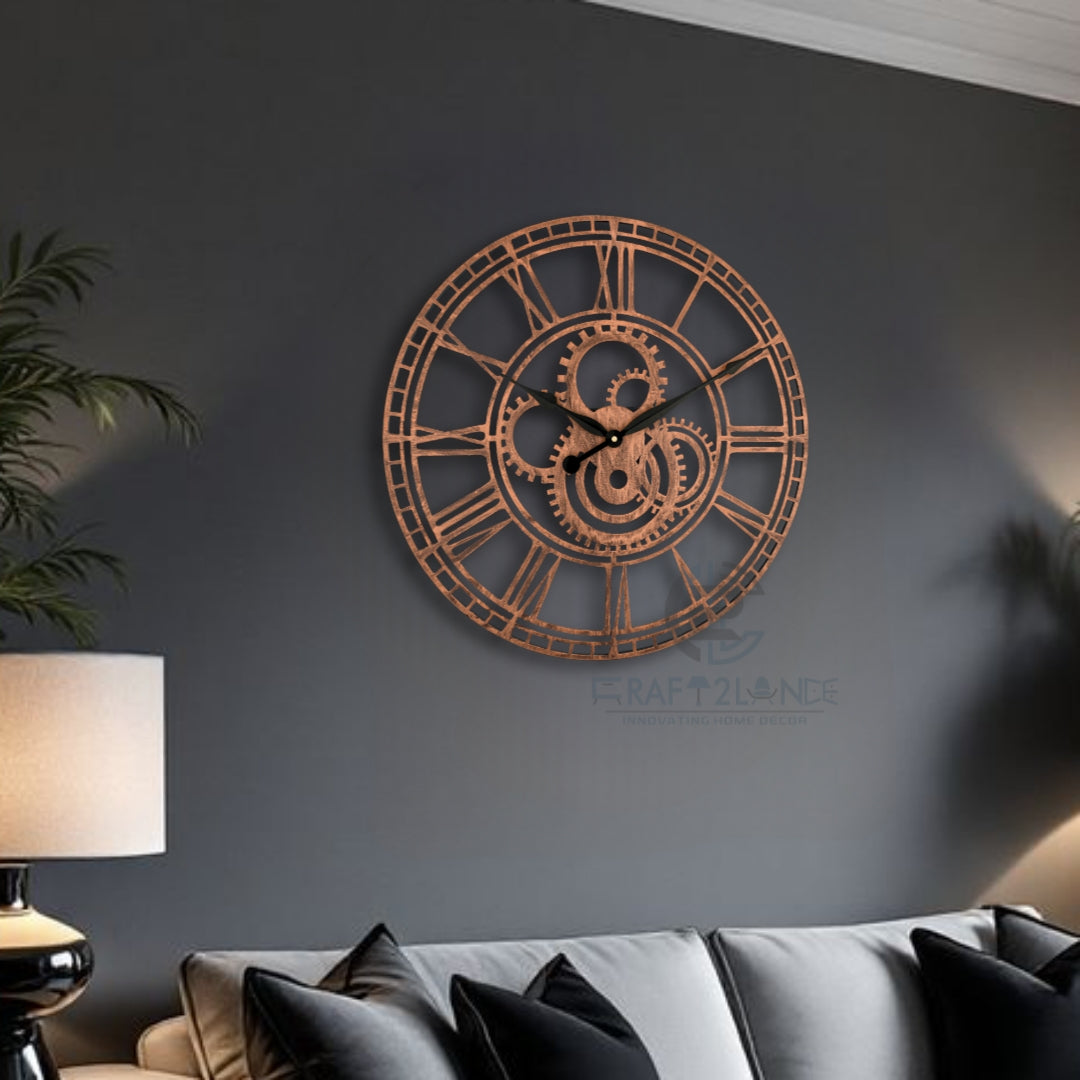 Rustic Gearwork Wall Clock