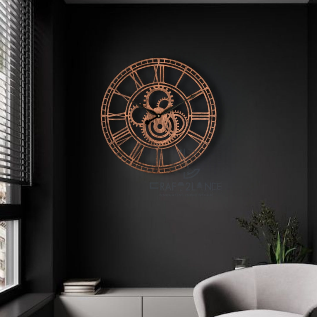 Rustic Gearwork Wall Clock