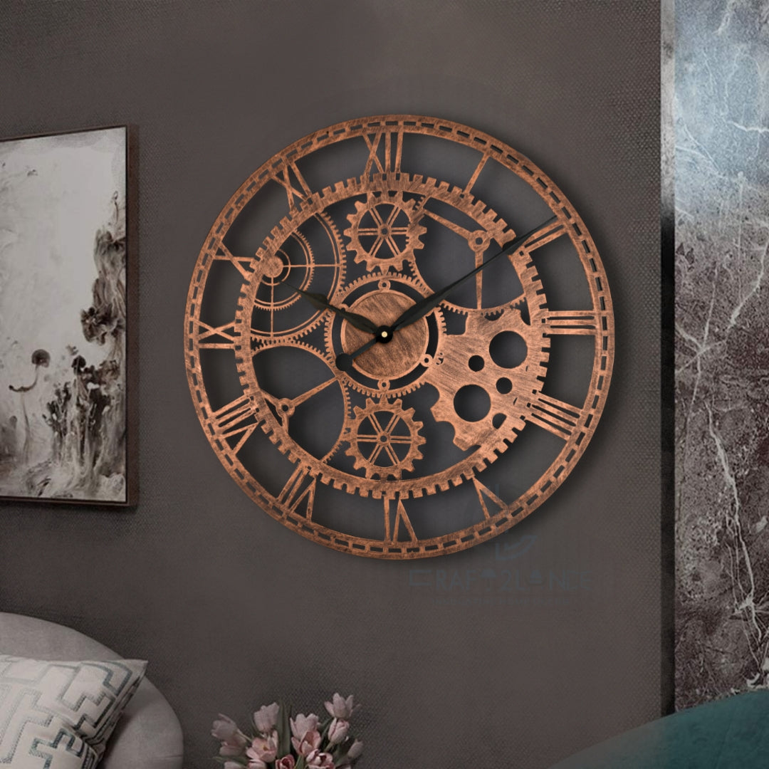 Rustic Steampunk Gearwork Wall Clock