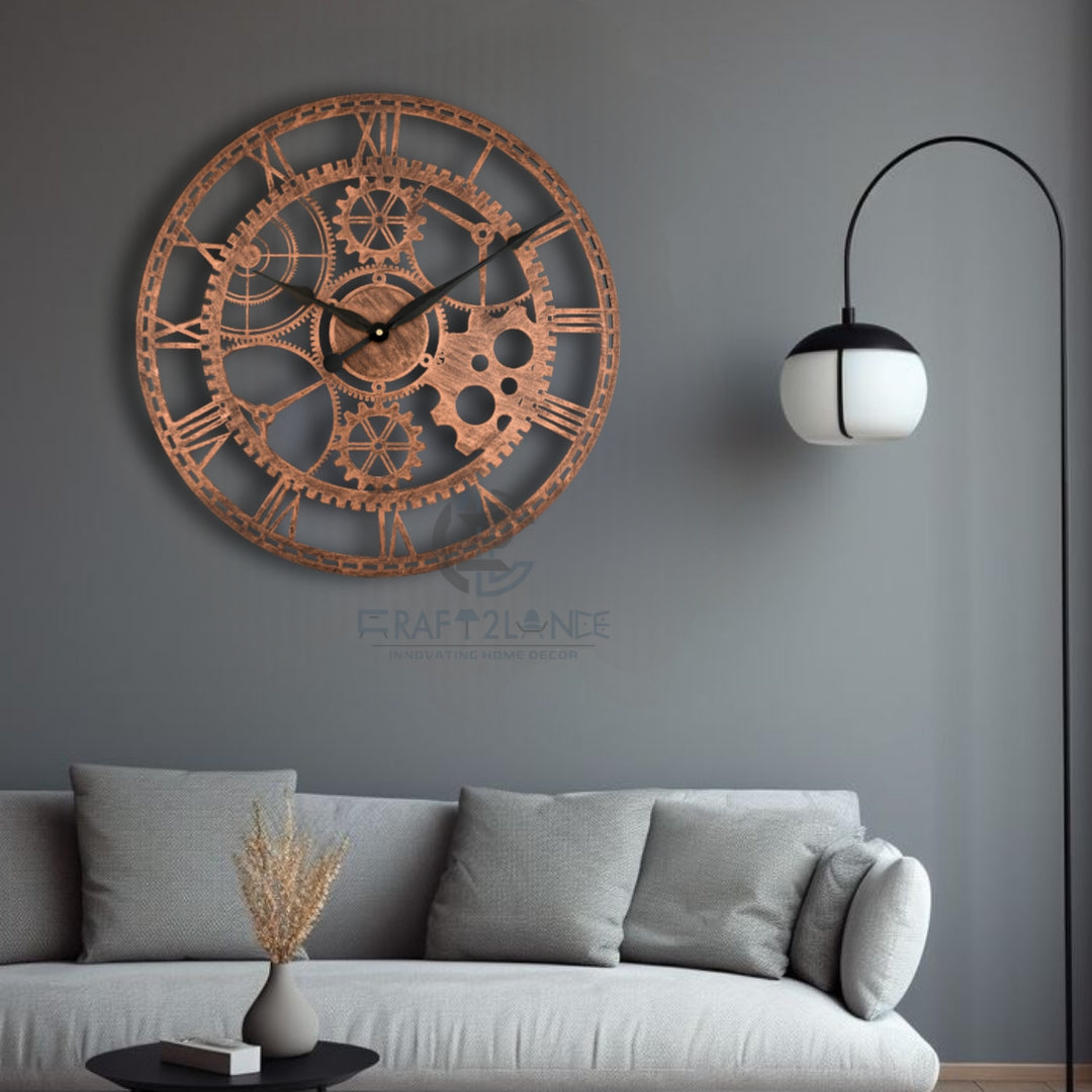 Rustic Steampunk Gearwork Wall Clock