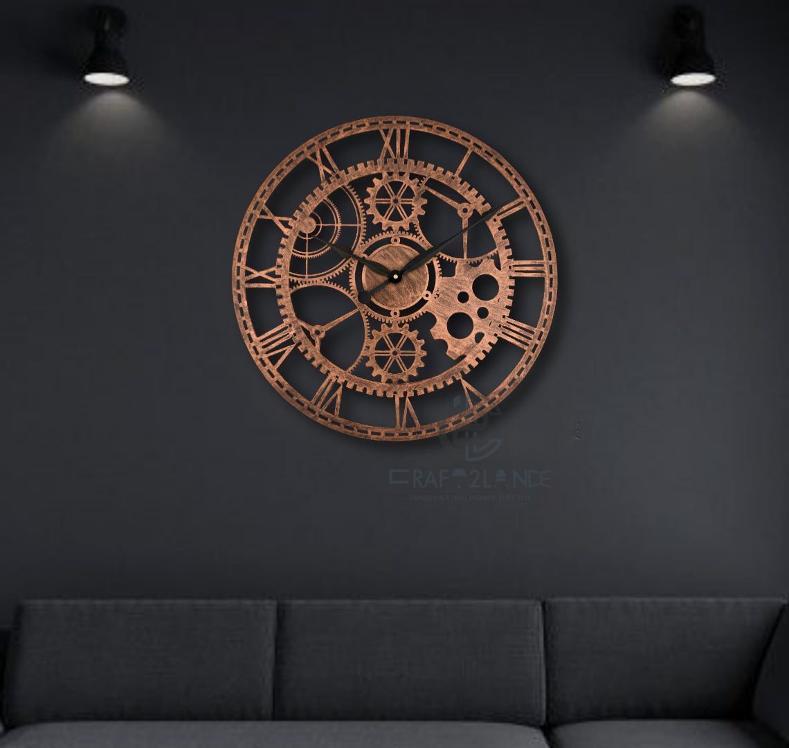 Rustic Steampunk Gearwork Wall Clock