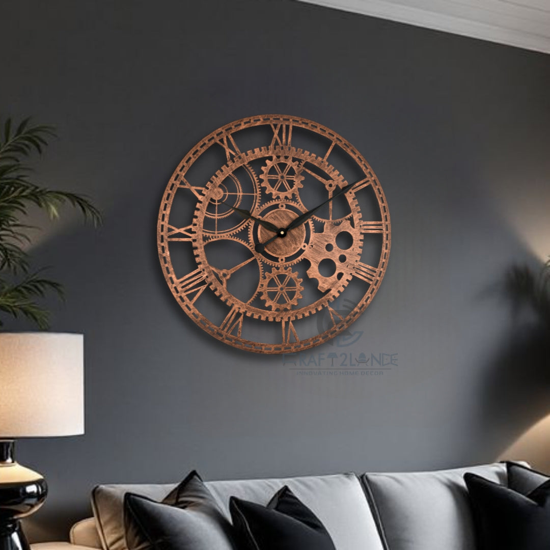 Rustic Steampunk Gearwork Wall Clock
