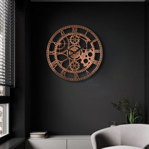 Rustic Steampunk Gearwork Wall Clock