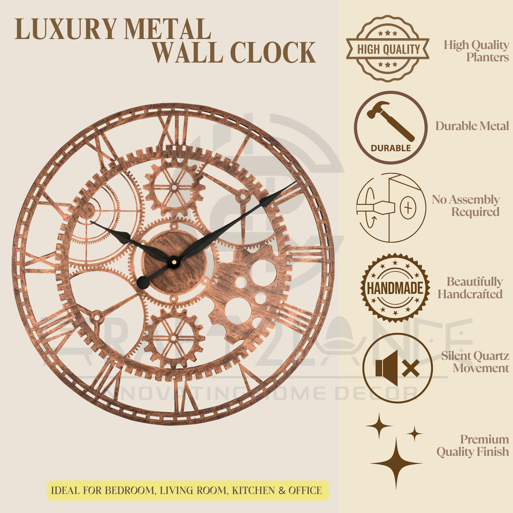 Rustic Steampunk Gearwork Wall Clock
