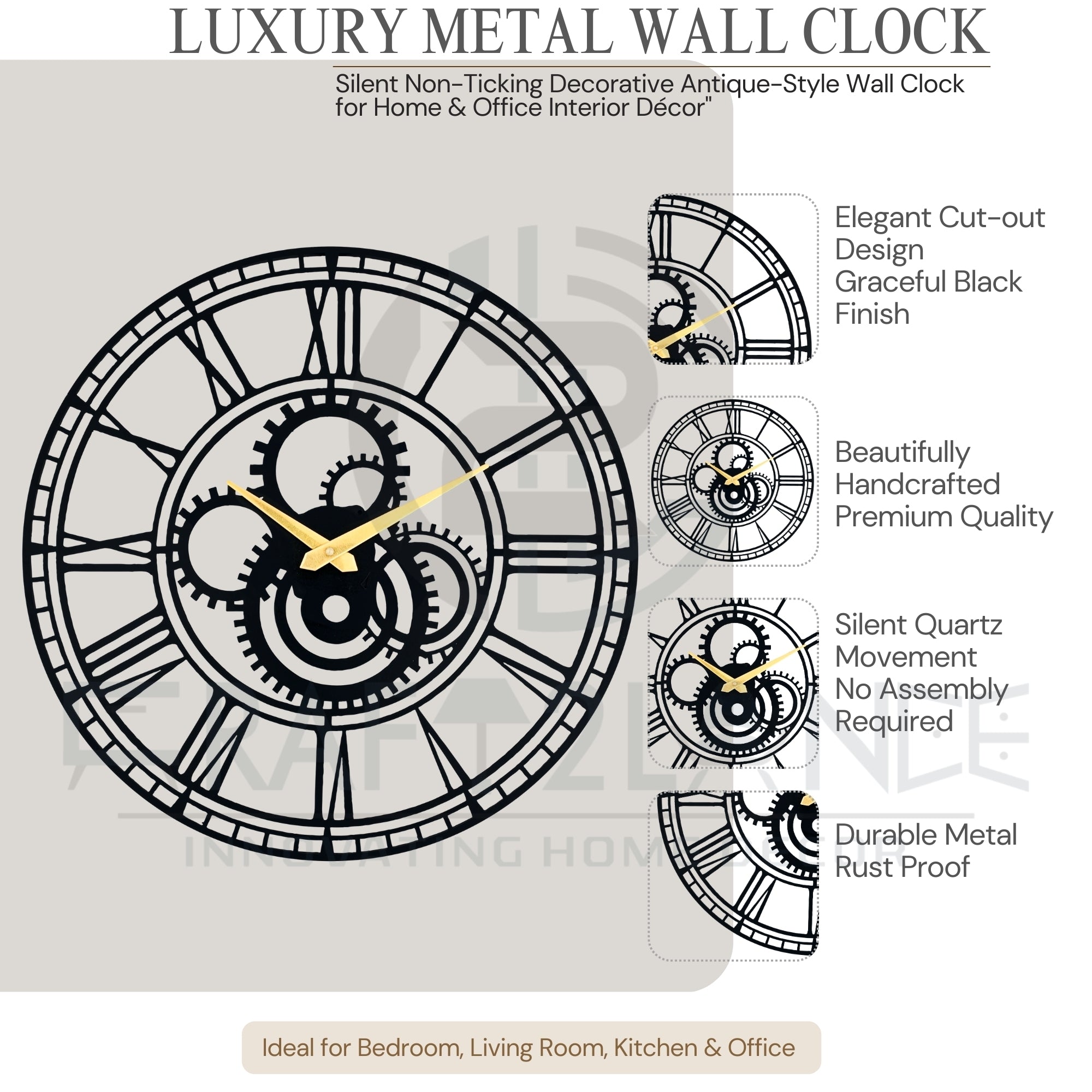Industrial Gearwork Wall Clock