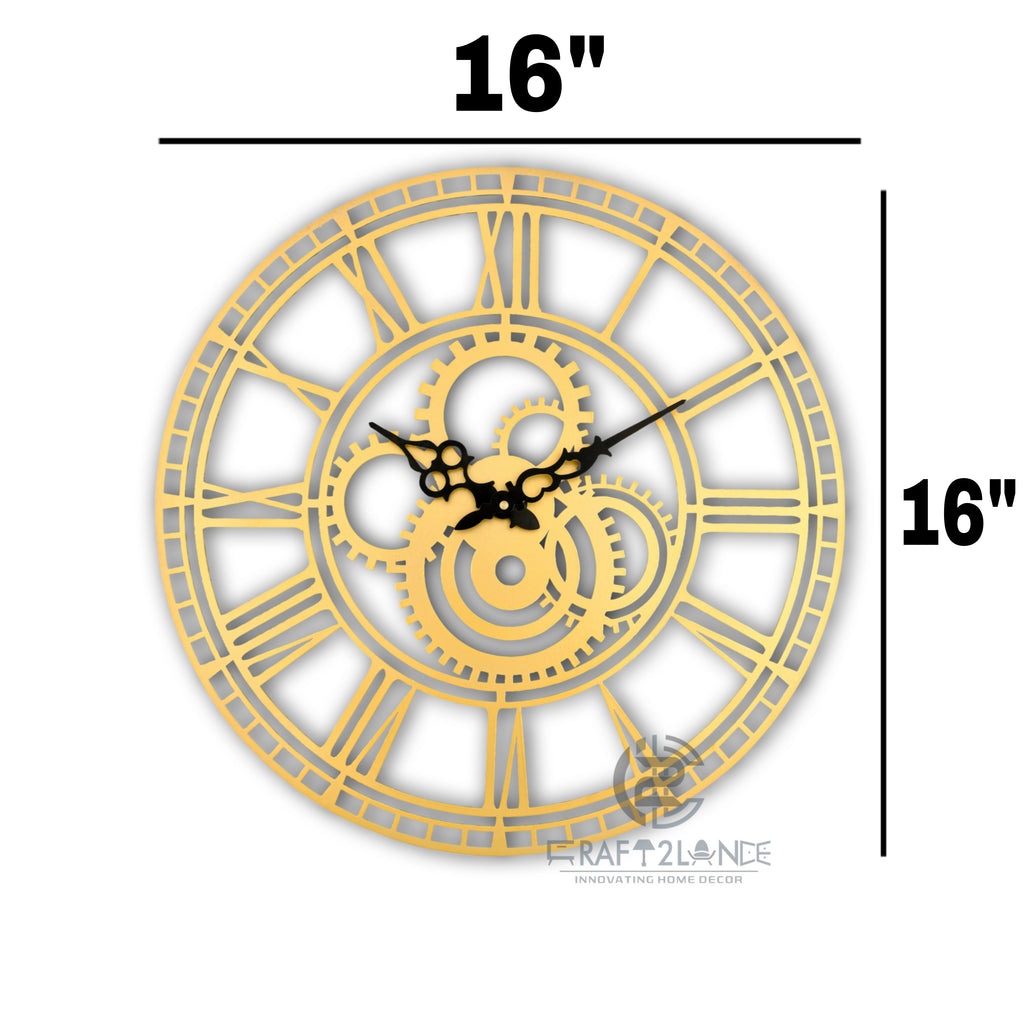 Golden Gearwork Wall Clock