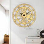 Golden Steampunk Gearwork Wall Clock