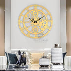 Golden Steampunk Gearwork Wall Clock