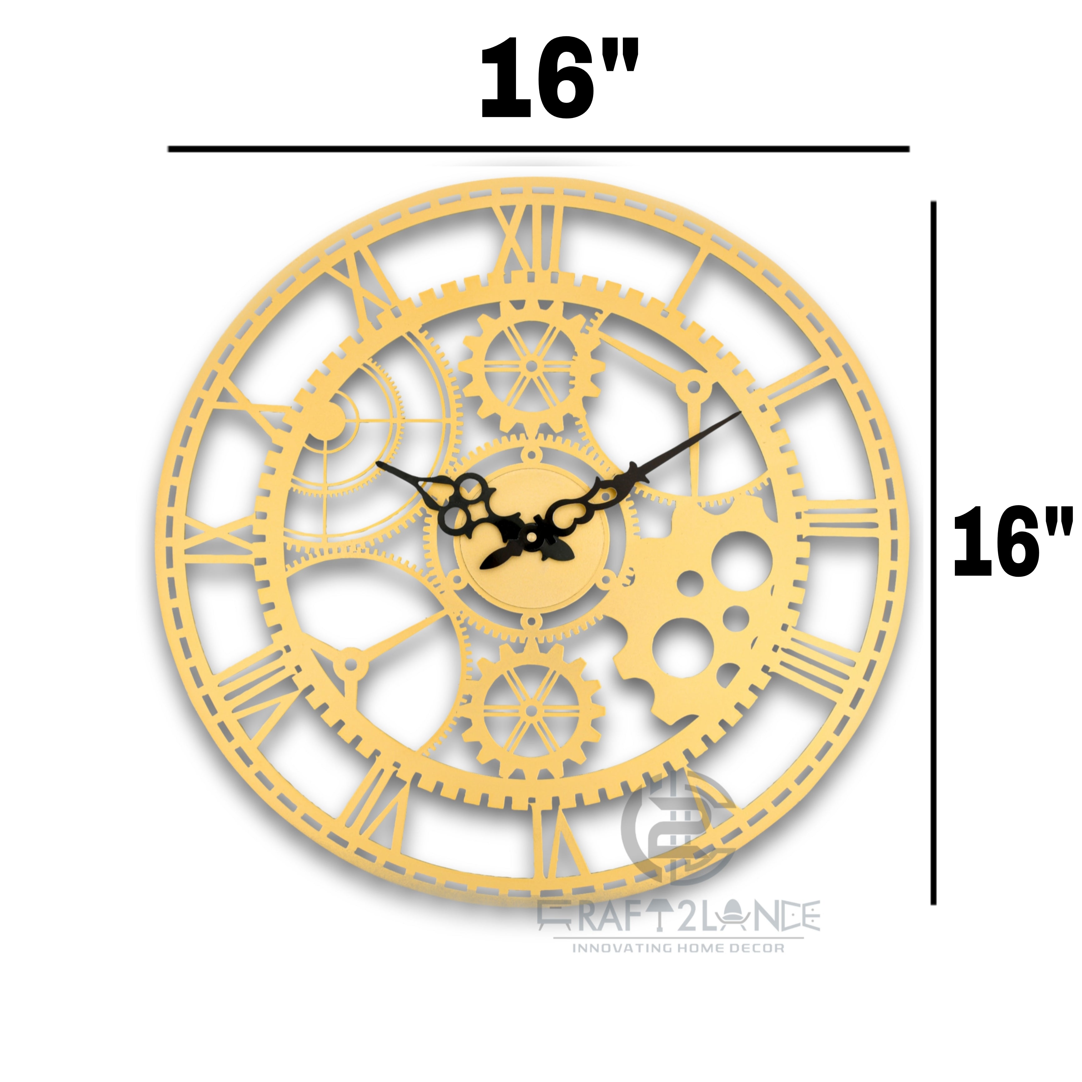 Golden Steampunk Gearwork Wall Clock