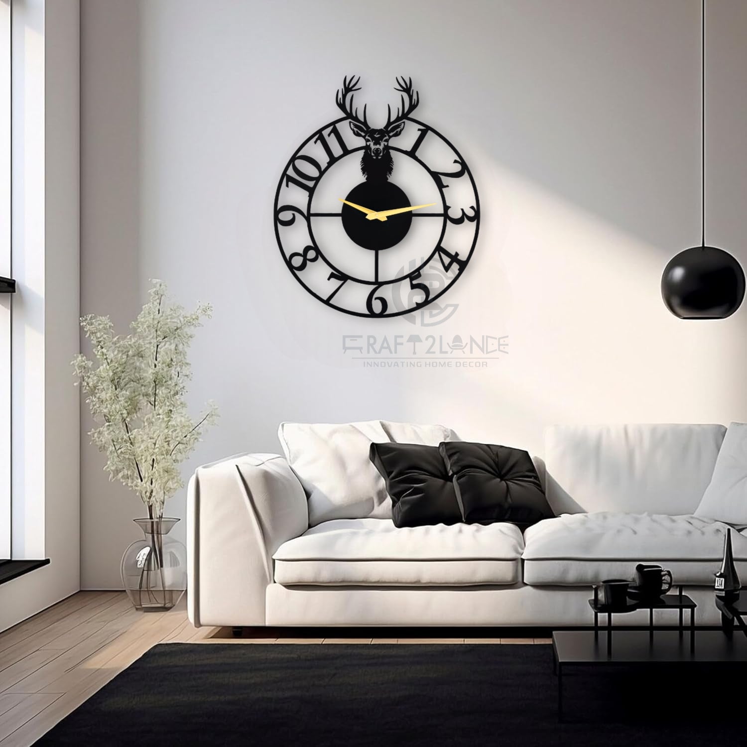 Majestic Stag Silhouette Wall Clock