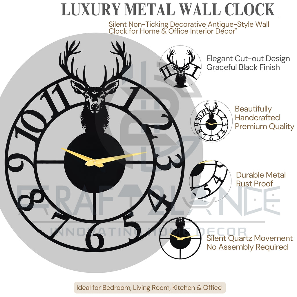Majestic Stag Silhouette Wall Clock