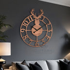 Rustic Stag Emblem Wall Clock
