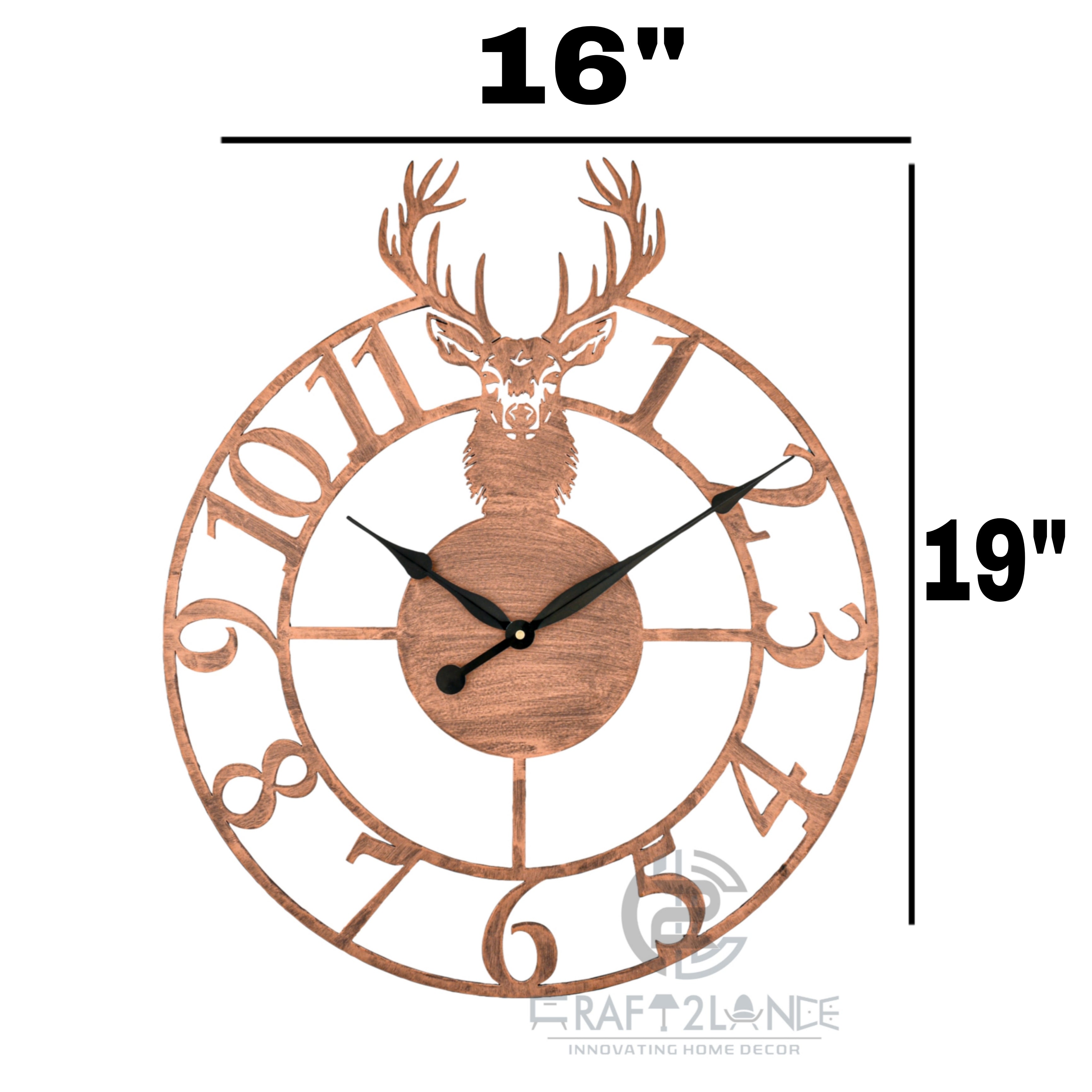 Rustic Stag Emblem Wall Clock