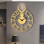 Golden Stag Emblem Wall Clock